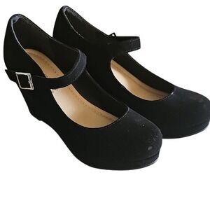 CityClassified Faux Suede Mary Jane Wedge Shoes Size 5